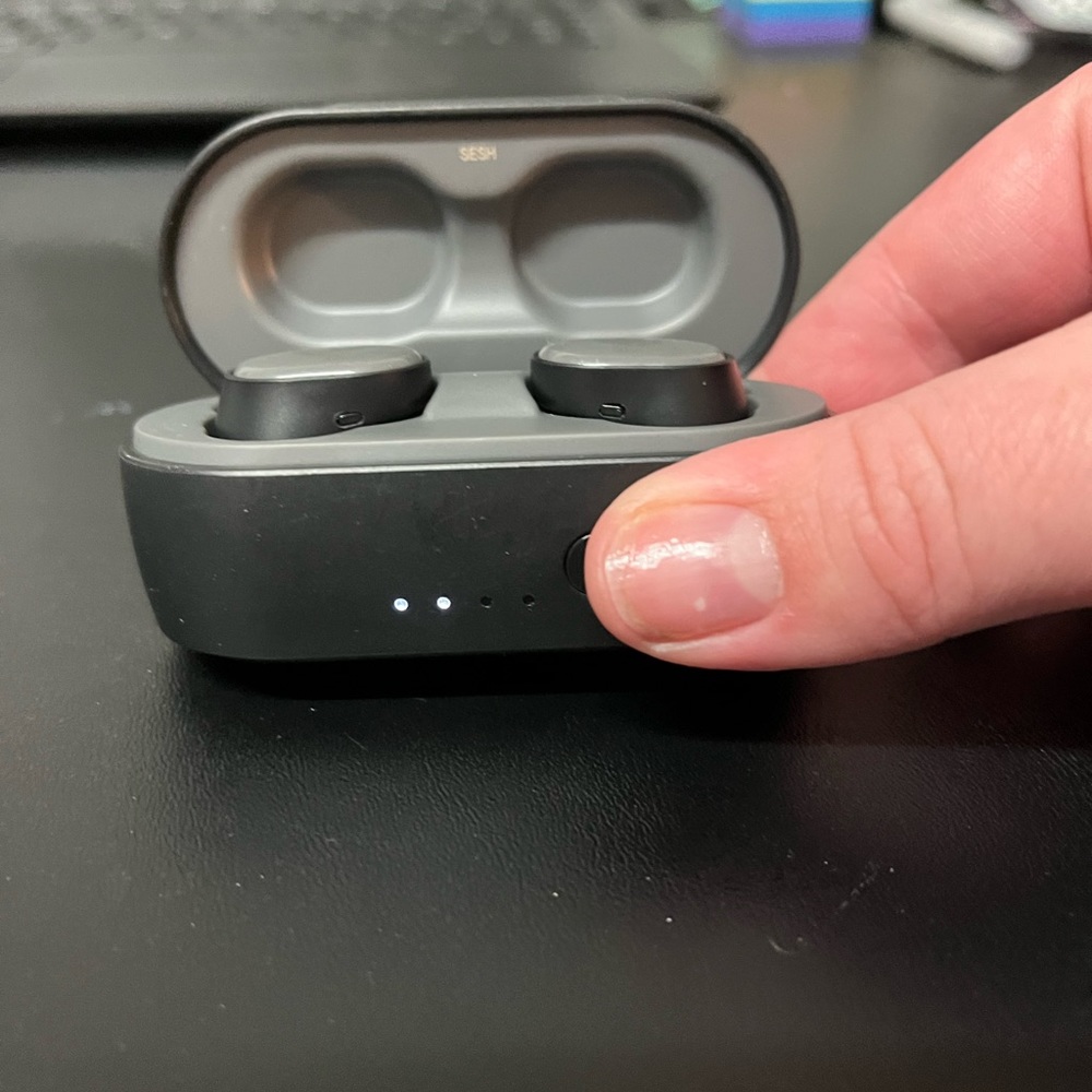 Skullcandy sesh earbuds with rechargeable case gently used. Cord not included.